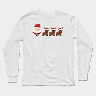 Santa Claus and his Reindeers Long Sleeve T-Shirt